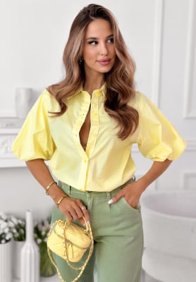 Baumwollhemd mit Puff&auml;rmeln Jane Gelb