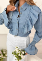 Jeans Hemd z falbankami Paloma ciemnoniebieska