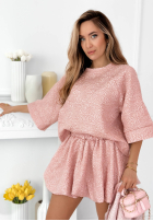 Kreszowana Bluse z krótkimi rękawami Layla Gelb