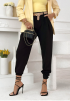 Material Hose joggery z paskiem I Chose It Schwarz