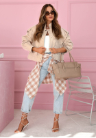 Krótka skórzana Jacke z kołnierzem Jolie Gelb