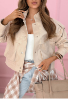 Krótka skórzana Jacke z kołnierzem Jolie Gelb