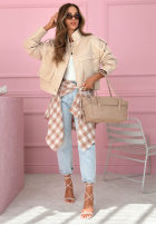 Krótka skórzana Jacke z kołnierzem Jolie Gelb