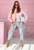 Krótka skórzana Jacke z kołnierzem Jolie Gelb