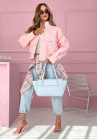 Krótka skórzana kurtka z kołnierzem Jolie żółta