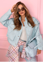 Krótka skórzana Jacke z kołnierzem Jolie Gelb