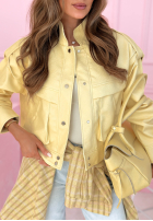 Krótka skórzana Jacke z kołnierzem Jolie Gelb