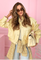 Krótka skórzana Jacke z kołnierzem Jolie Gelb