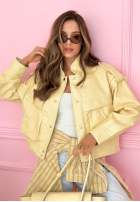 Krótka skórzana kurtka z kołnierzem Jolie żółta