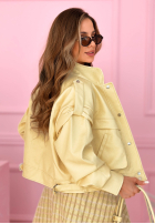 Krótka skórzana Jacke z kołnierzem Jolie Gelb