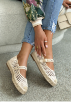 Plecione Espadrilles z paskami Serena Beige