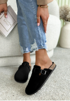 zamszowe chodaki z paskiem Madison Schwarz