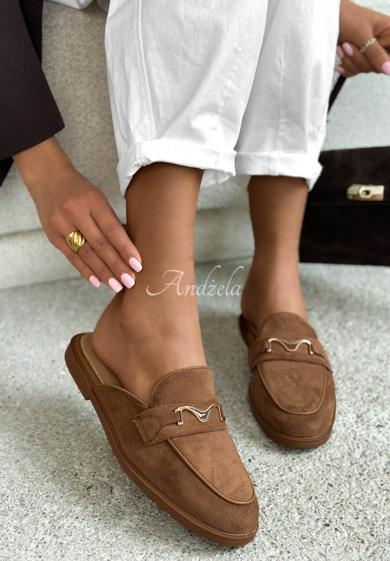 Sylvette camel suede moccasin sandals