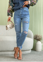 Hose Jeans mom fit z przetarciami Never Too Late Blau