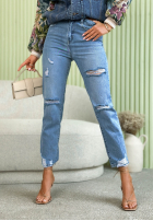 Hose Jeans mom fit z przetarciami Never Too Late Blau