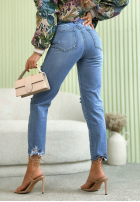 Hose Jeans mom fit z przetarciami Never Too Late Blau