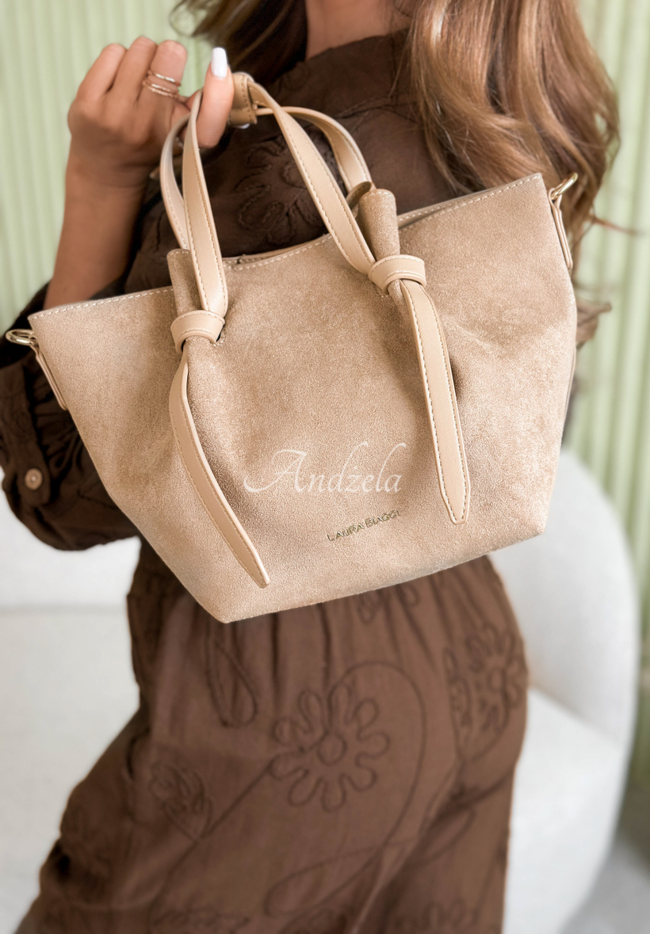 Wildledertasche Beatrice Beige