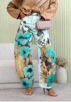 Hose Jeans balloon w kwiaty Roselinde Himmelblau
