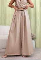 Elegancki Set Hose wide leg i kopertowa Weste Aracelli Mokkafarben