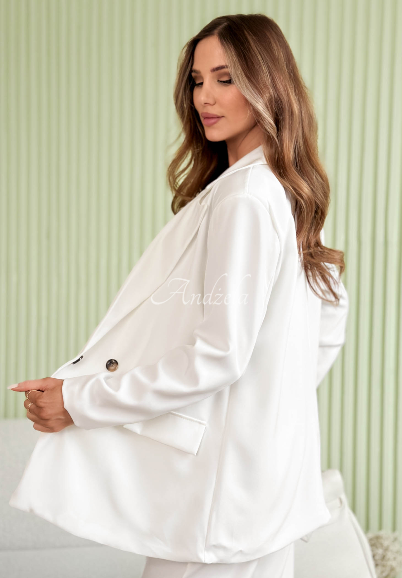 Eleganter zweireihiger Blazer mit Kragen Cordelia Ecru