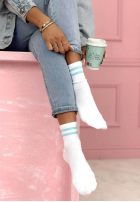 Lange skarpetki z paskami Brianna biało-Himmelblau