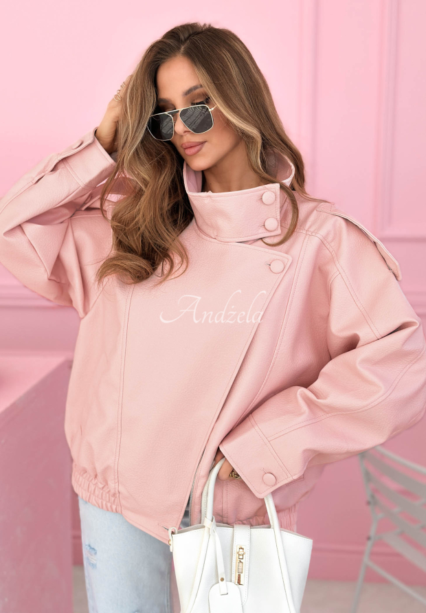 Lederbomberjacke Messy Puderrosa