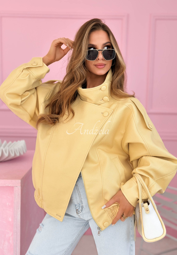 Lederbomberjacke Messy Gelb