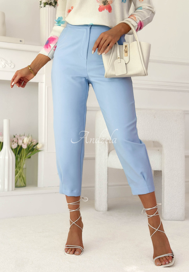 Elegante Zigarettenhose aus Viskose Laura Himmelblau