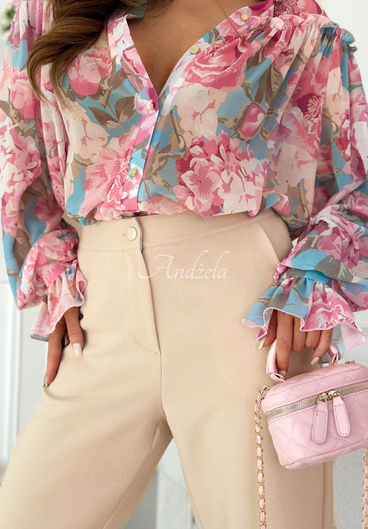 Elegante Zigarettenhose aus Viskose Laura Beige