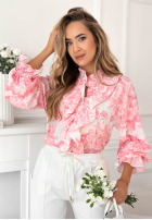 Kwiecista koszula z żabotem Dorotha różowa