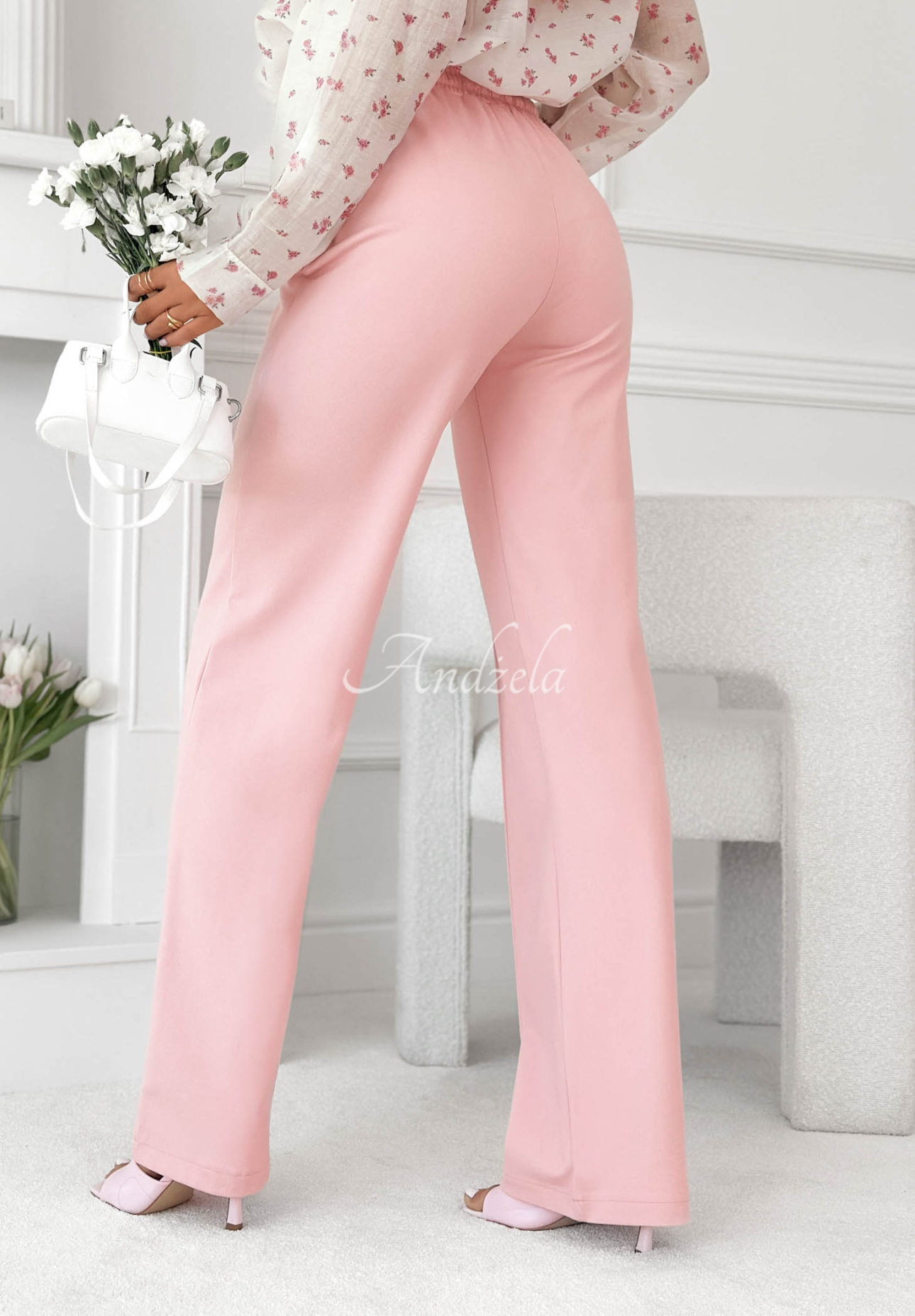 Wide-leg Stoffhose aus Viskose Look Here Puderrosa