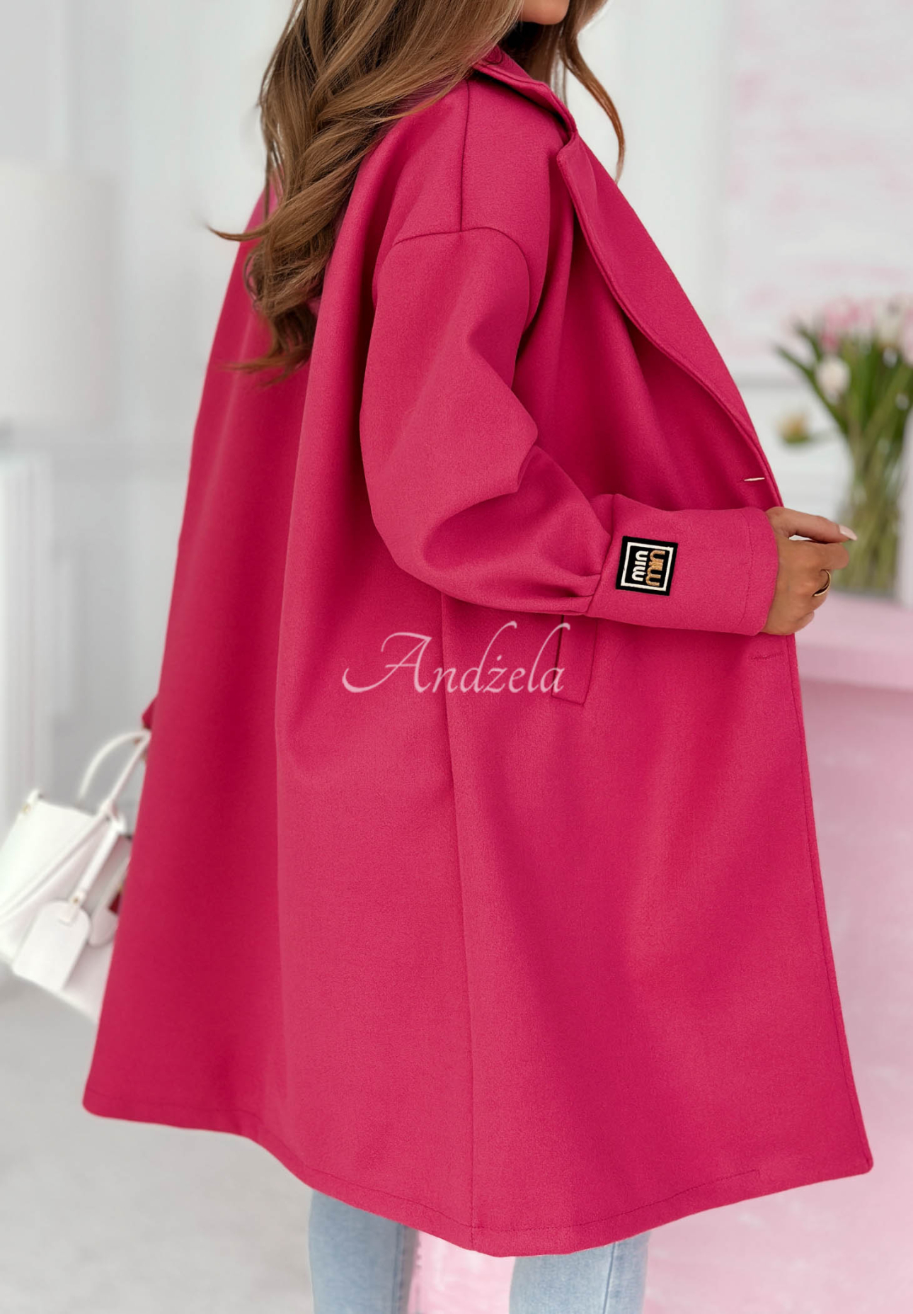 Langer Mantel mit Kragen Janette Fuchsia