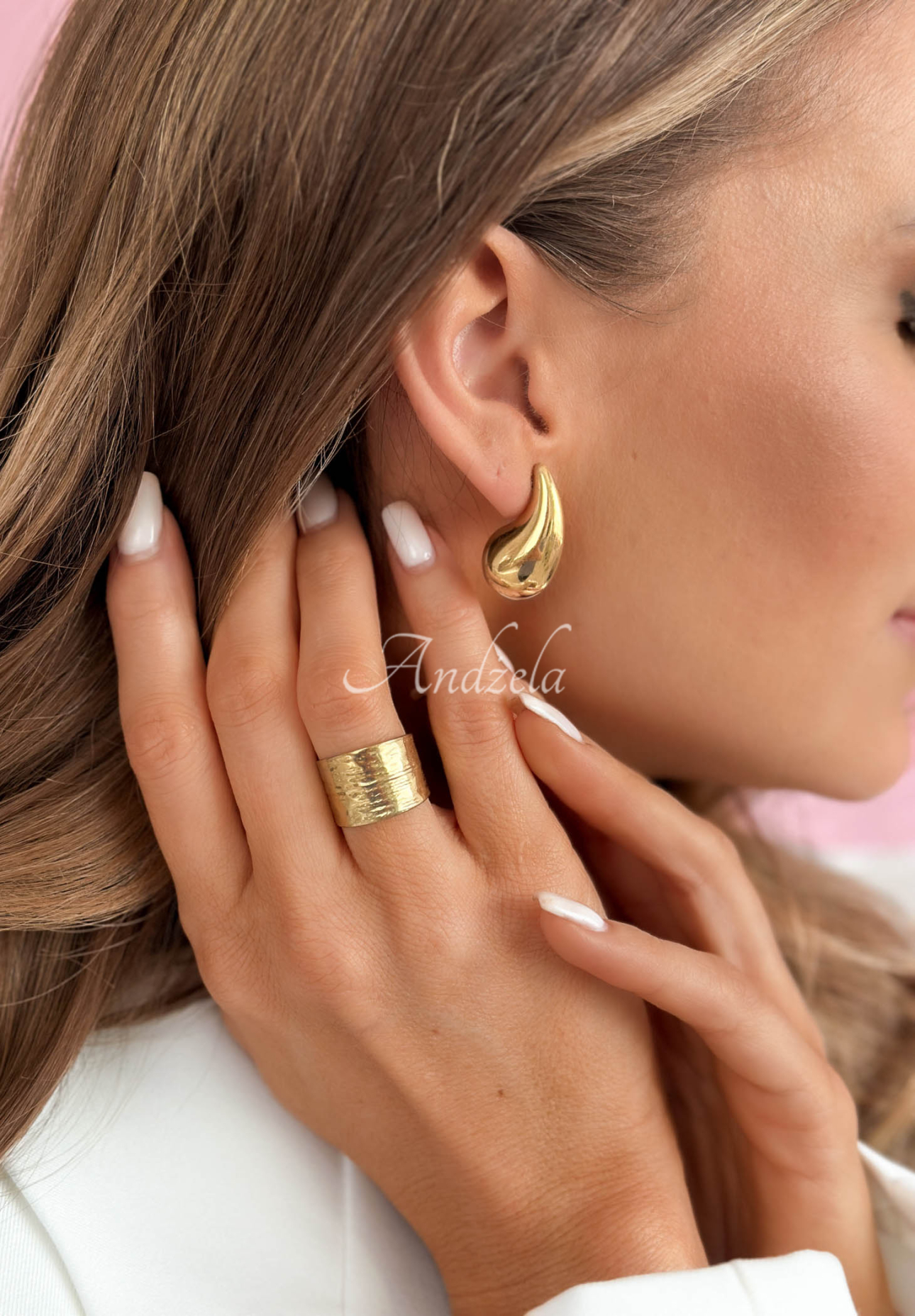 Gina gold teardrop earrings