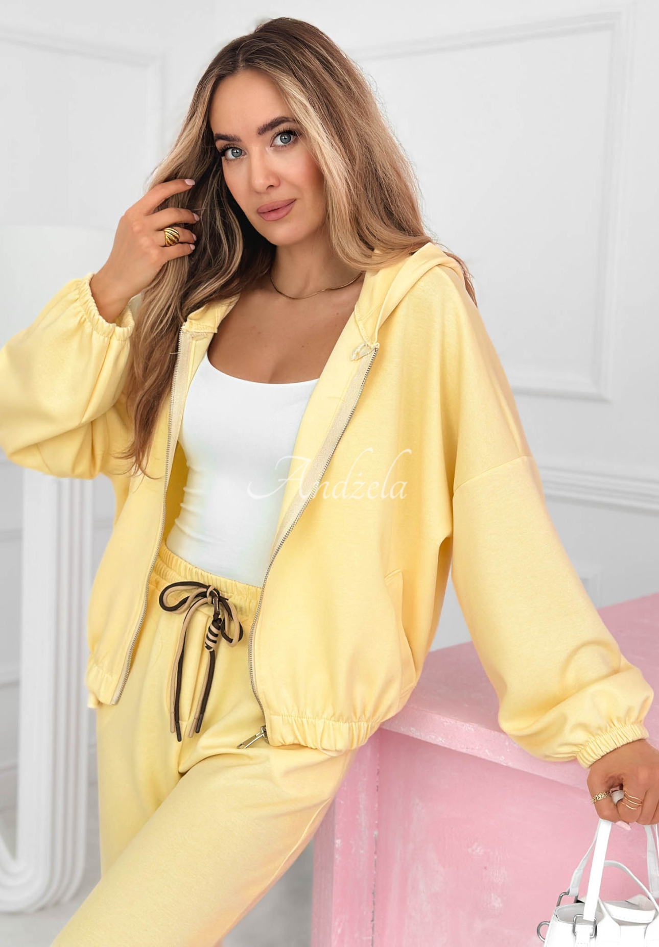 Kaia yellow viscose tracksuit set