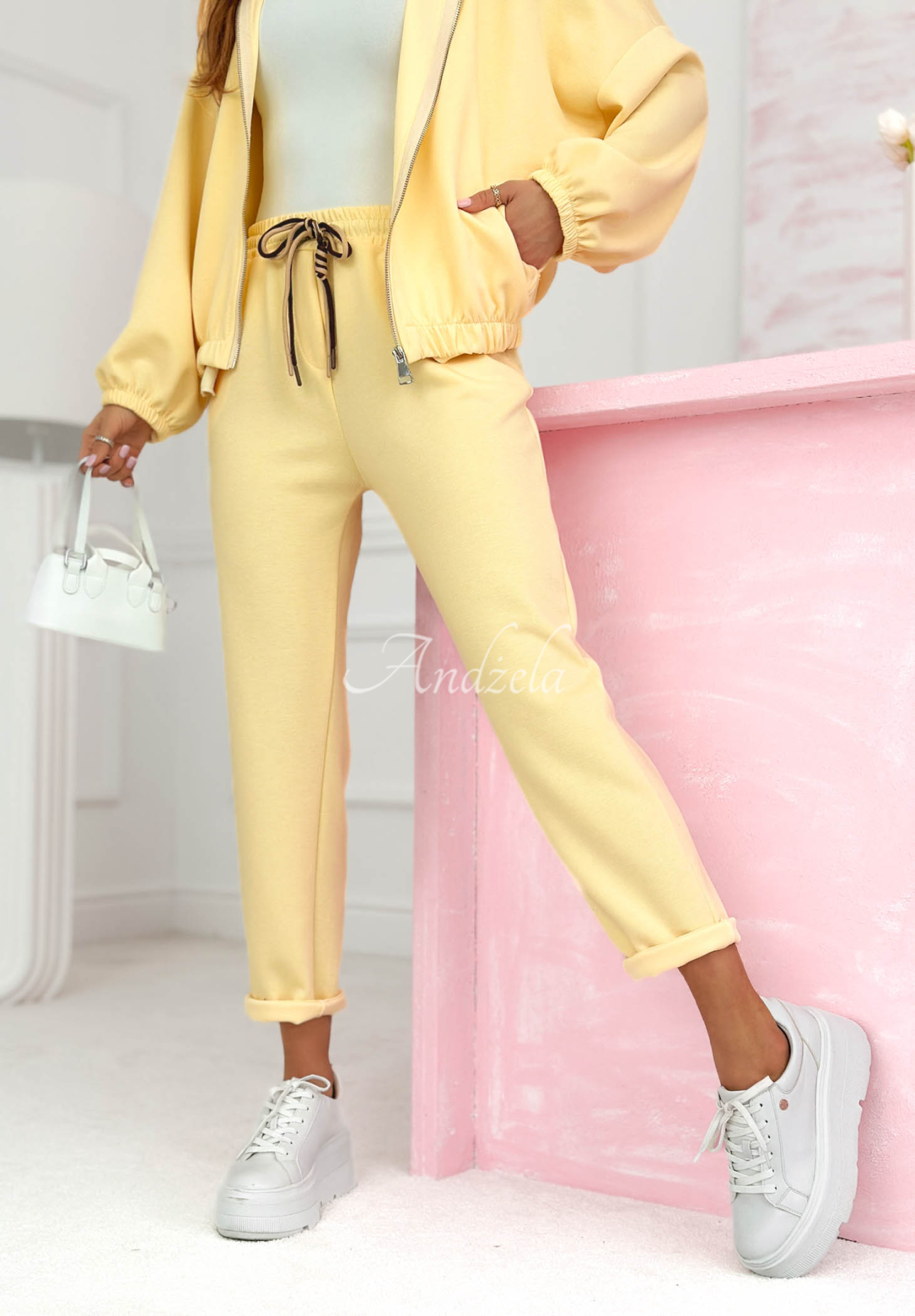 Kaia yellow viscose tracksuit set