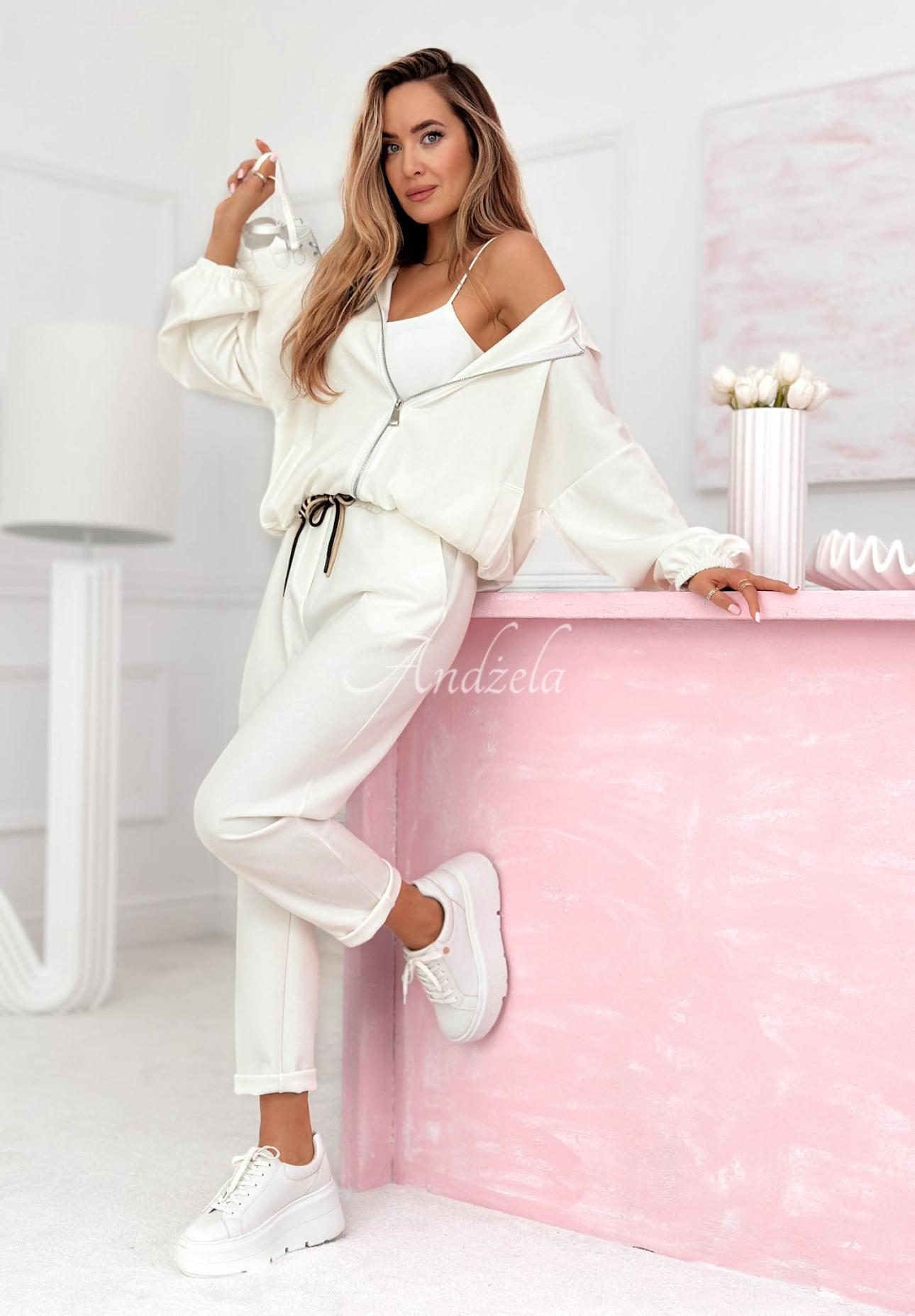 Kaia ecru viscose tracksuit set