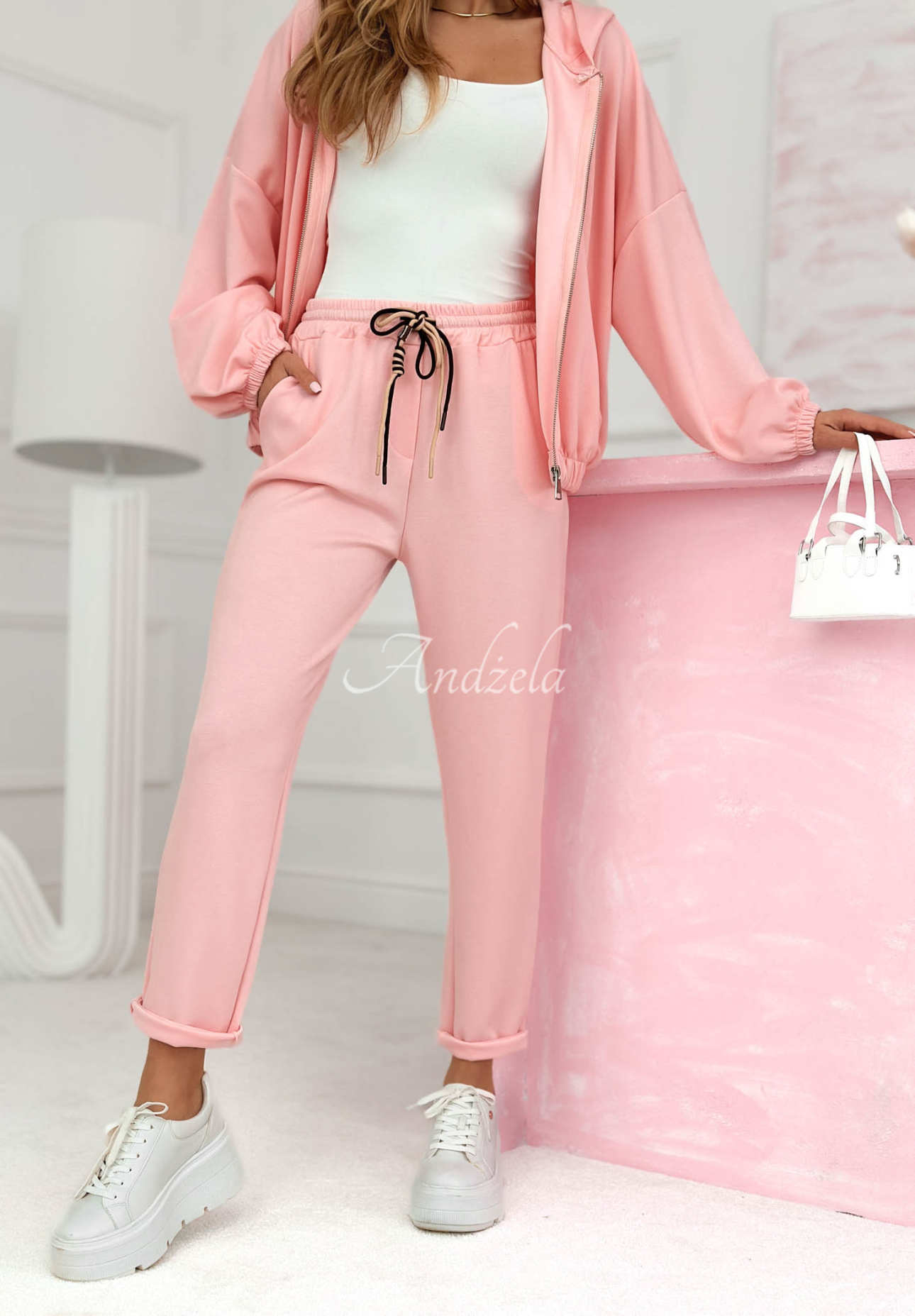 Kaia pink viscose tracksuit set