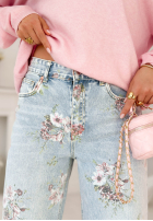Hose Jeans dzwony w kwiaty Lizzie Blau
