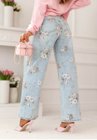 Hose Jeans dzwony w kwiaty Lizzie Blau