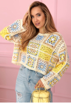 Ażurowy sweterek boho Yasmine różowy