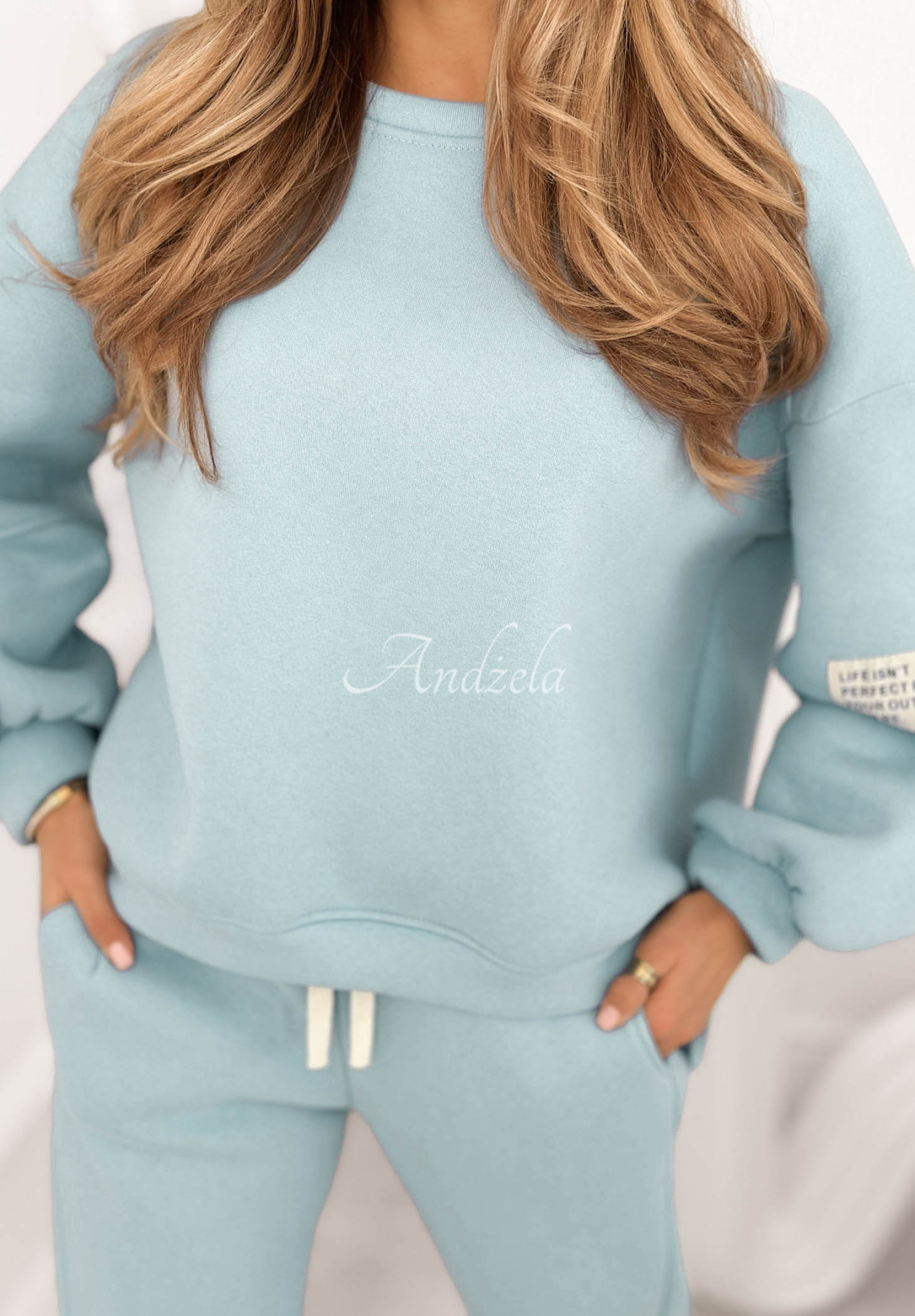 Fits Me Perfectly light blue cotton tracksuit set
