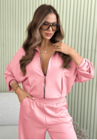 Wiskozowy Sweat Set Sweatshirt i Hose Now You See Puderrosa