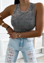 Prążkowany top na ramiączkach Callie Dunkelgrau