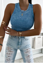 Prążkowany top na ramiączkach Callie Dunkelgrau