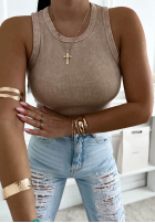 Prążkowany top na ramiączkach Callie ciemnoszary