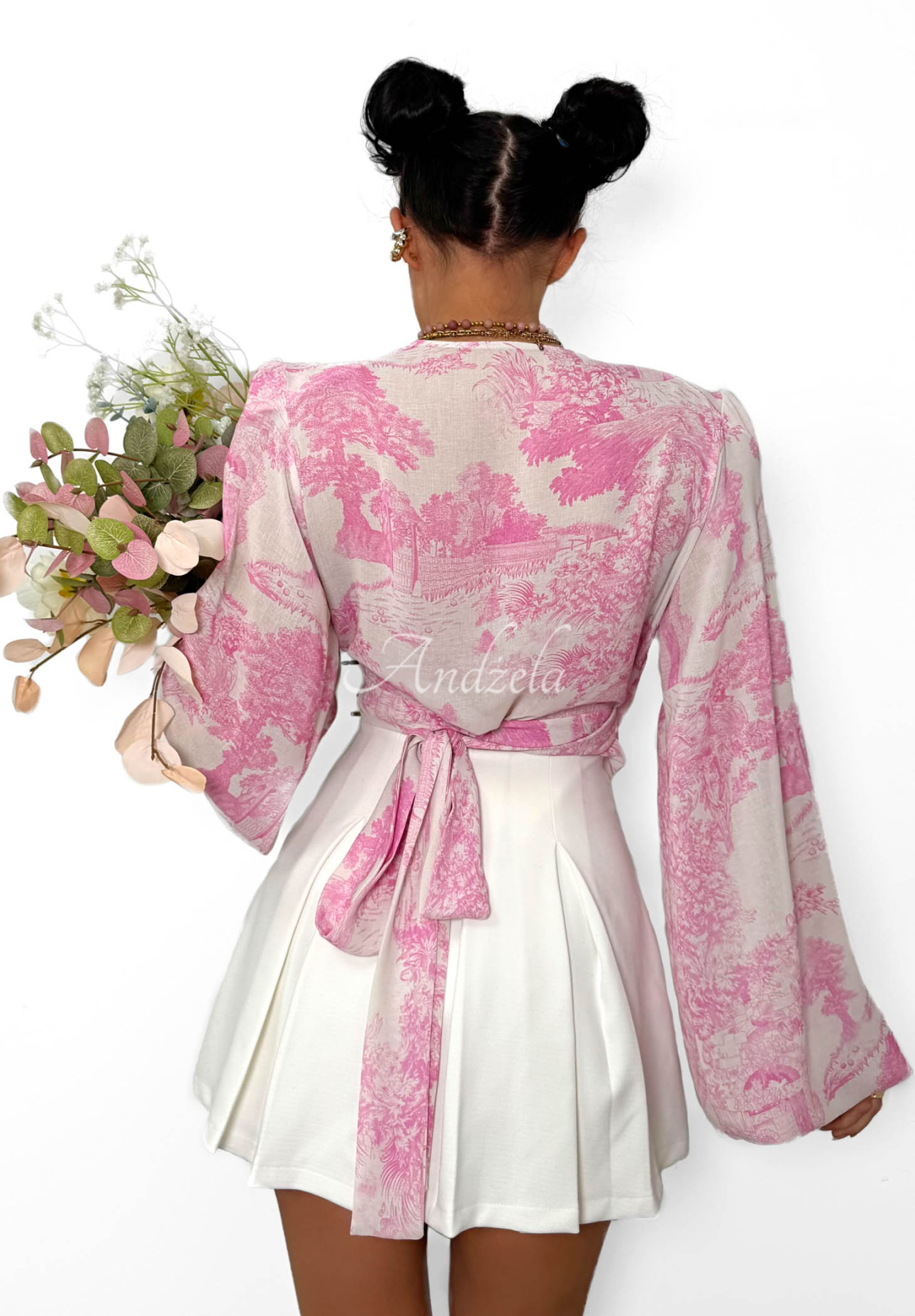 La Milla Angelina Pink Patterned Viscose Knit Blouse