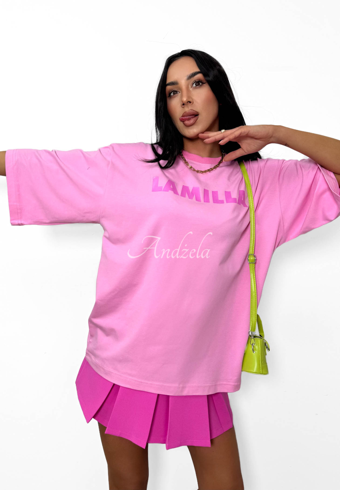 La Milla Sophia pink oversized viscose T-shirt