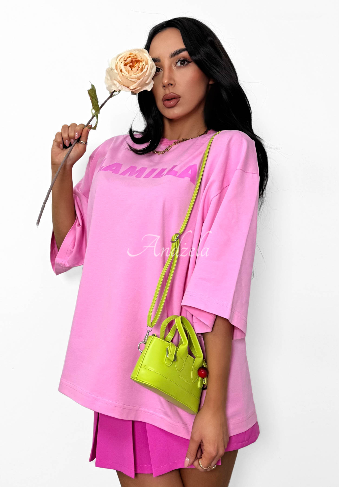 La Milla Sophia pink oversized viscose T-shirt
