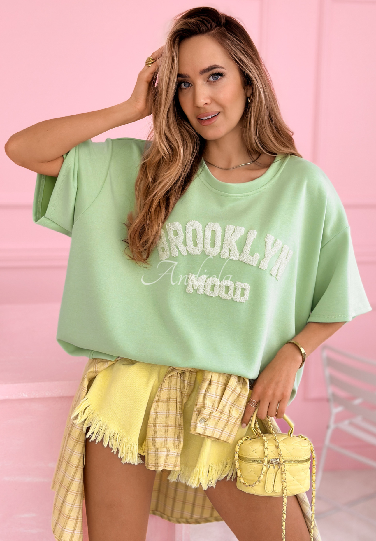 Oversize-T-Shirt mit Viskose und Modal Brooklyn Mood Pistaziengrün