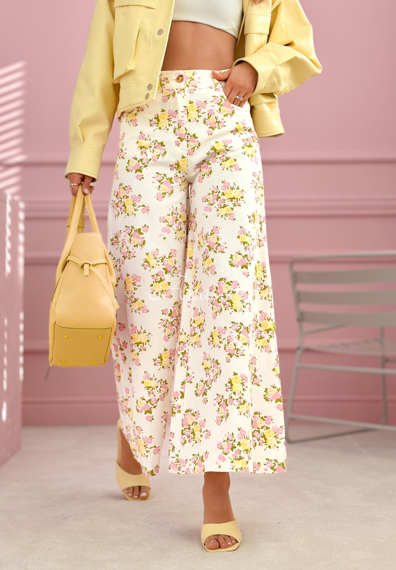 Jeans mit Blumenmuster Flower Vibes Weiß